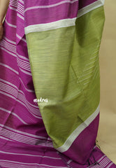 Magenta - Jute Tussar Silk saree with 3D weaving body