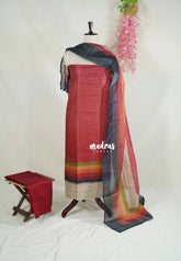 Amitha – Maroon - Premium Jute Linen Salwar Suit with Big Embroidery Border 3 piece set