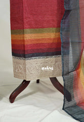 Amitha – Maroon - Premium Jute Linen Salwar Suit with Big Embroidery Border 3 piece set