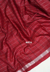 Araku Maroon - Vadhanam - Jute Tussar Silk Saree with Zari Checks and Border - Best for Office Wear | Casual Wear