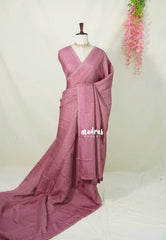 Mauve onion Pink - Jute Tussar Silk Saree Kattam in Body with Plain Border - Perfect for Festive Wear