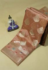 Copper Charm - Jute Tussar Silk saree with Leaf Buttas and Floral Border