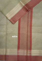 Dual shade Taupe with Red - Kushboo - Banarasi Tissue silk saree with getti border