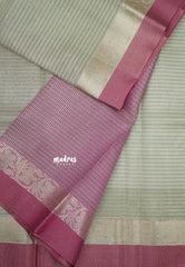 Dual shade Taupe with Pink - Kushboo - Banarasi Tissue silk saree with floral border