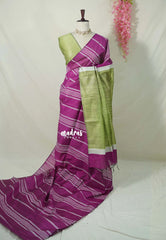 Magenta - Jute Tussar Silk saree with 3D weaving body