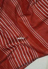 Brick Red - Jute Tussar Silk saree with 3D weaving body
