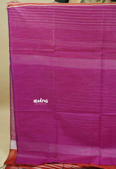 Brick Red - Jute Tussar Silk saree with 3D weaving body