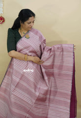 Onion Pink - Jute Tussar Silk saree with 3D weaving body