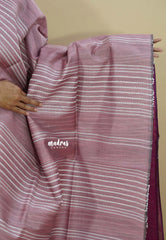 Onion Pink - Jute Tussar Silk saree with 3D weaving body