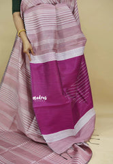 Onion Pink - Jute Tussar Silk saree with 3D weaving body