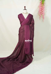 Winered Purple - Jute Tussar Silk Saree Kattam in Body with Plain Border - Perfect for Festive Wear