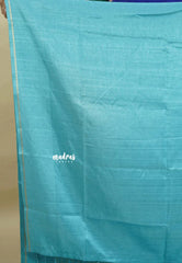 Sky Blue - Jute Tussar Silk Saree Kattam in Body with Plain Border
