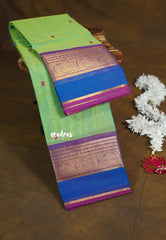 Dual Shade Green - Karthigai silk cotton Round Peacock and Skirt Border with buttas - Perfect for Festive Wear