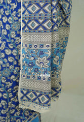 Ink Blue - Traditional Kalamkari Cotton Saree with Peacock Border- Best for Office Wear | Casual Wear