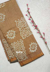 Sand - Kalanjali chanderi batik Printed silk with small border