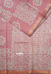 Onion Pink - Kalanjali chanderi batik Printed silk with small border