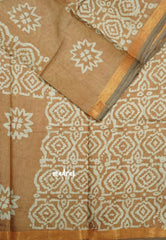 Sand - Kalanjali chanderi batik Printed silk with small border