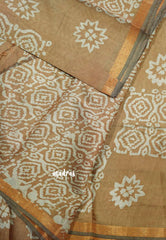 Sand - Kalanjali chanderi batik Printed silk with small border