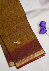 Honey Mustard - Kalanjali Soft chanderi silk with Bagru Floral Prints - Best for Office Wear