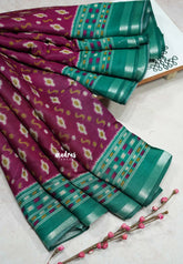 Magenta Purple - Kalanjali chanderi silk cotton ikkat prints