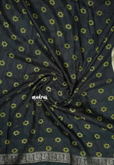 Chutney Green - Kalanjali chanderi Printed silk with kalamkari floral prints