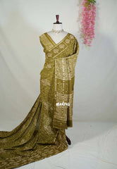 Olive Green - Kalanjali Chanderi Silk with Zari Weaving and Handblock Prints - Perfect for Regular Wear | Casual Wear | Summer Wear
