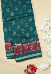 Teal Green - Kalanjali Soft chanderi silk with Bagru Prints