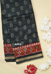 Black - Kalanjali Soft chanderi silk with Bagru Prints