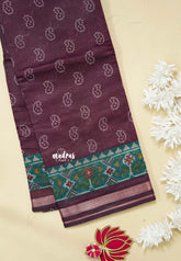 Wine-Purple - Kalanjali Soft chanderi silk with Bagru Prints