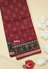 Majestic Maroon - Kalanjali Soft chanderi silk with Bagru Prints