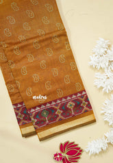 Magic Mustard Yellow - Kalanjali Soft chanderi silk with Bagru Prints