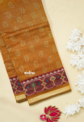 Magic Mustard Yellow - Kalanjali Soft chanderi silk with Bagru Prints