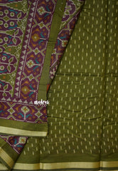 Olive Green - Kalanjali Soft chanderi silk with Bagru Prints