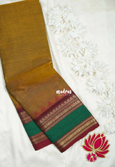 Honey Mustard - Classic Kanchi Cotton Plain Body with Rettapet Border - Best for Small Functions