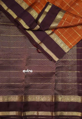 Rustic Orange - Kumudavalli - Pure Kanchivaram Wedding Bridal Silk Saree Rail kattam with rettapet traditional Annam border - Perfect for Wedding Functions