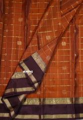 Rustic Orange - Kumudavalli - Pure Kanchivaram Wedding Bridal Silk Saree Rail kattam with rettapet traditional Annam border - Perfect for Wedding Functions