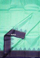 Turquoise Sea Green - Kumudavalli - Pure Kanchivaram Wedding Bridal Silk Saree Temple Weaving Border with Buttas - Perfect for Wedding Functions