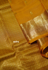 Mango Yellow - Kumudavalli - Pure Kanchivaram Wedding Bridal Silk Saree Vairaoosi Stripes Weaving with Buttas - Perfect for Wedding Functions