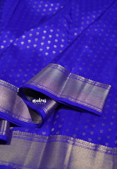 Violet Blue - Kumudavalli - Pure Kanchivaram Wedding Bridal Silk Saree with Flower Buttas and Ruddraksham Border - Perfect for Wedding Functions