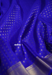 Violet Blue - Kumudavalli - Pure Kanchivaram Wedding Bridal Silk Saree with Flower Buttas and Ruddraksham Border - Perfect for Wedding Functions