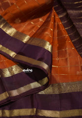 Rustic Orange - Kumudavalli - Pure Kanchivaram Wedding Bridal Silk Saree Rail kattam with rettapet traditional Annam border - Perfect for Wedding Functions