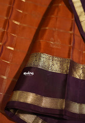 Rustic Orange - Kumudavalli - Pure Kanchivaram Wedding Bridal Silk Saree Rail kattam with rettapet traditional Annam border - Perfect for Wedding Functions