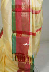 Creamy Butter - Kanimozhi - Premium Soft Silk Plian with Rudraksham, Mango Border - Best for Wedding Functions