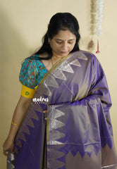 Dual Shade Moonlit Violet - Kanimozhi - Premium dualshade soft silk with Temple Border