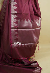 Dual Shade Wine-red - Kanimozhi - Premium dualshade soft silk with Temple Border