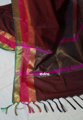 Araku Maroon - Kanimozhi - Premium Soft Silk Plain with Rettapet Border - Best for Wedding Functions