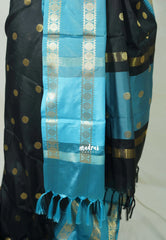 Midnight Black - Kanimozhi - Soft Silk Saree with Rudraksham Border and Buttas - Best for Wedding Wear