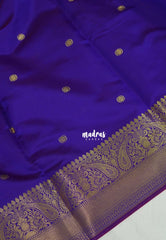 Dual Shade Violet Purple - Kanimozhi - Soft Silk Saree Mango Zari Border with Buttas - Best for Small Functions
