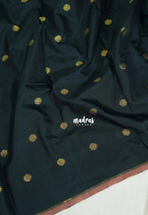 Midnight Green - Kanimozhi - Premium Soft Silk with Tiny Border and Buttas - Best for Pooja Functions