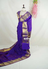 Dual Shade Violet Purple - Kanimozhi - Soft Silk Saree Mango Zari Border with Buttas - Best for Small Functions